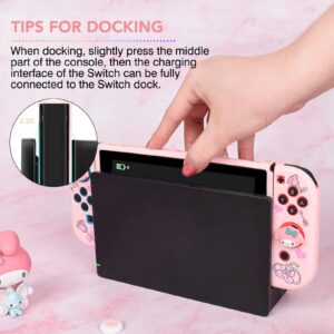 DLseego Cute Rabbit Switch Protective Case Dockable Soft Silicone Shell Shockproof Scratch Resistant Cover Joy Con Skin with 4PCS Lovely Thumb Grips Caps