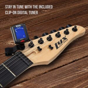 LyxPro Full Size Electric Guitar Blue with 20w Amp Package with All Accessories, Mackie Producer 2-2 Audio/Midi interface With Music Production Software Download and Professional Headphones