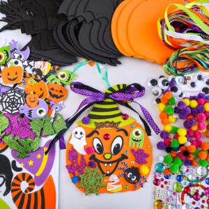 Winlyn 24 Sets Halloween Craft Kits DIY Halloween Pumpkin Ghost Bat Black Tree Ornaments Decorations Art Sets Fall Crafts Foam Stickers Arts and Crafts Supplies Kit for Kids Party Classroom Activities