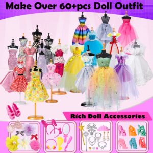 B Bascolor Girls Fashion Design Kids Sewing Craft Kit for Making 60 Pack Doll Cloth Accessories Dress Up, Art Crafts for Girl Ages 8-12+ Preteen Designer Creativity DIY Toy Christmas Birthday Gift