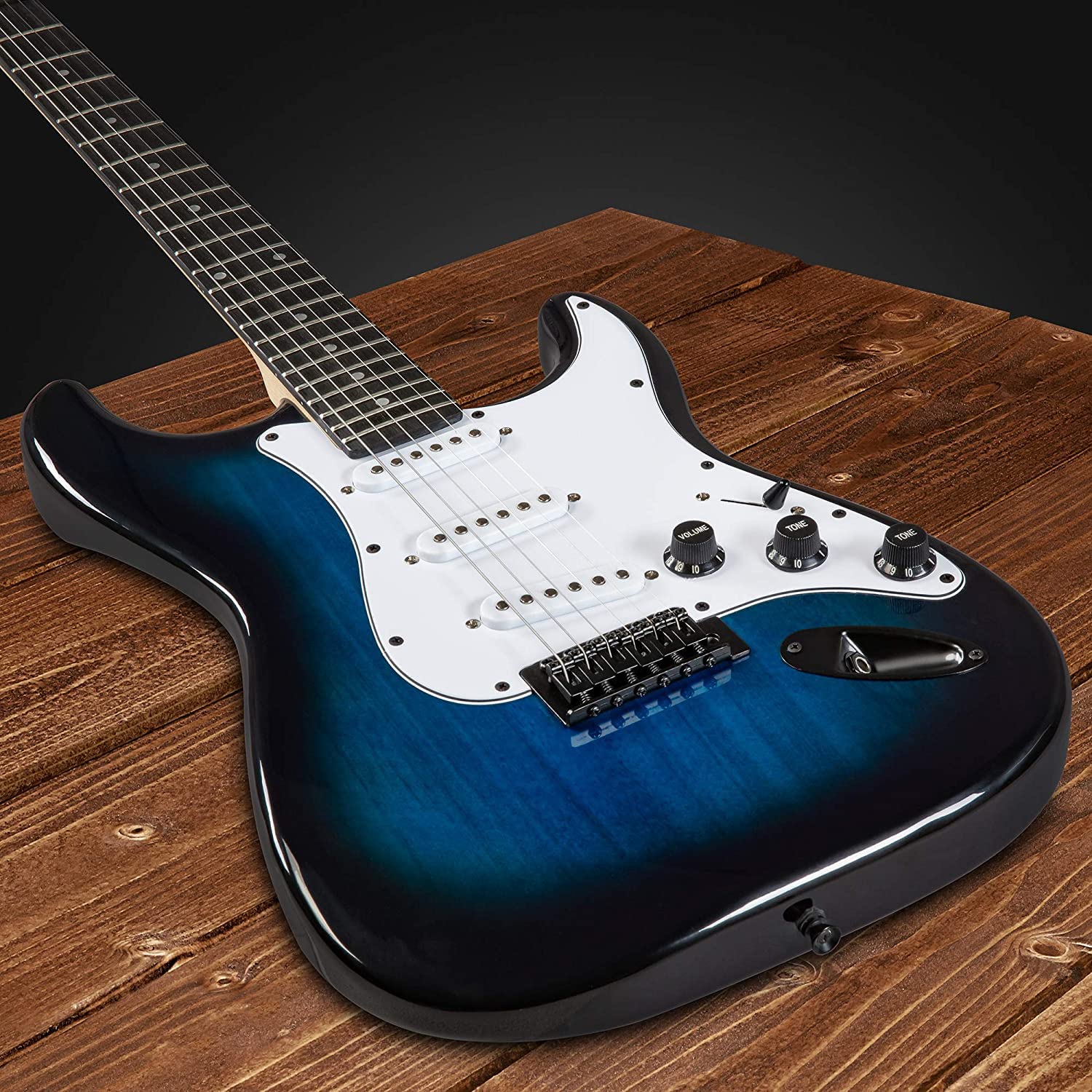 LyxPro Full Size Electric Guitar Blue with 20w Amp Package with All Accessories, Mackie Producer 2-2 Audio/Midi interface With Music Production Software Download and Professional Headphones