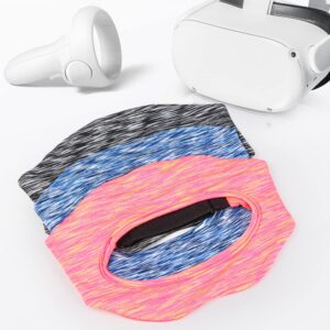 MCOCO Home VR Eye Mask Cover Breathable Sweat Band Adjustable Sizes HMD Padding for VR Workouts Supernatual with Virtual Reality Headsets (3pcs) (Black+Blue+Orange)