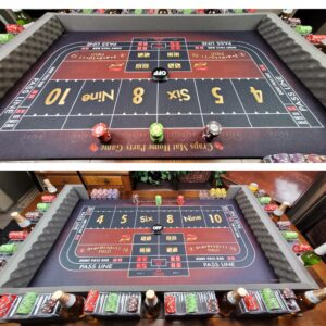 casino dealer mats premium quality craps mat - new black - lightweight portable - fits on most dining room tables - the ultimate home style party game, black (new)