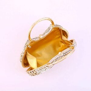 DEBIMY Ladies Elegant Formal Evening Bag Sparkly Clutch Glittering Rhinestone Crystal Handbag and Purse for Wedding Party Gold Colorful