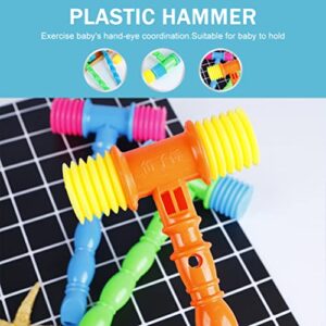 NUOBESTY 8pcs Hammer Pounding Toys, Plastic Squeaky Hammer Toy Musical Pounding Toy Beating Gavel Mallet Toys Educational Toys Random Color