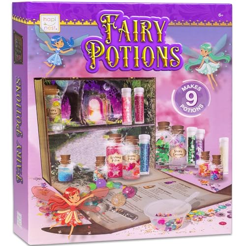 Hapinest Mix Your Own Fairy Potions Kit for Kids, Potion Making Kit Creates 9 Fairy Potions & 1 Bracelet, Fairy Magic Potion Kits for Kids, Toy Fairy Craft for Girls Age 6 7 8-12 Years Old & Up