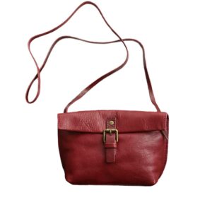 nigedu genuine leather women crossbody bag female real cow leather messenger bags small handbag retro phone purse (burgundy)