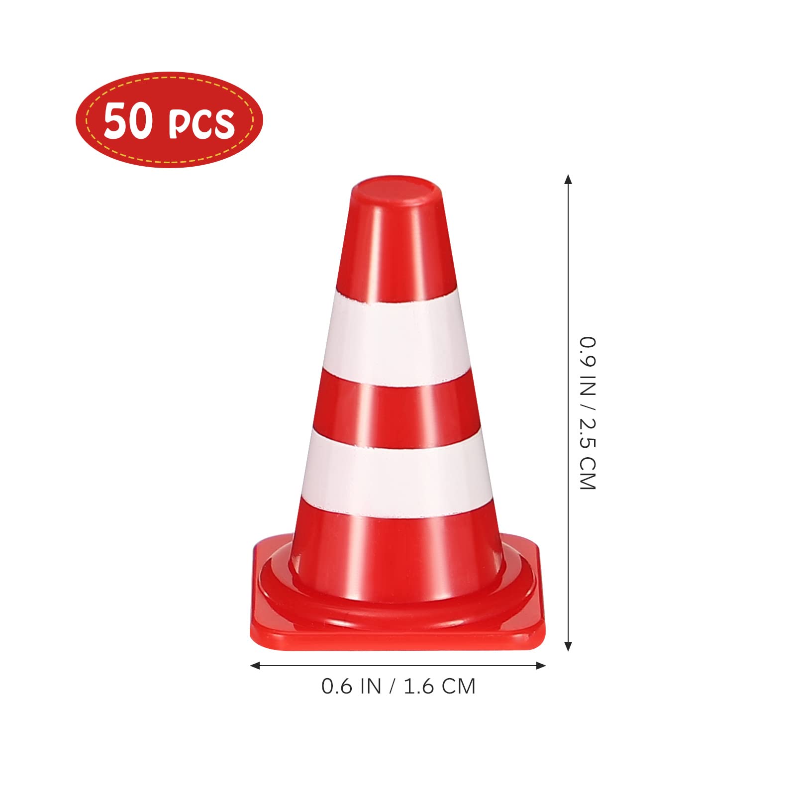 50Pcs Mini Traffic Cones Road Construction Cones Kids Plastic Traffic Signs Toy Sand Table Ornaments Children Educational Learning Toy