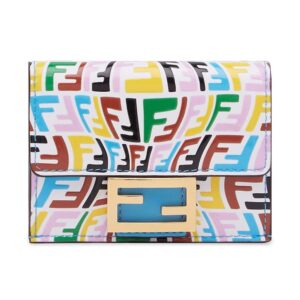 FENDI Vertigo Baguette Multicolor Leather Small Trifold Wallet 8M0395