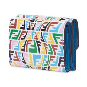 FENDI Vertigo Baguette Multicolor Leather Small Trifold Wallet 8M0395