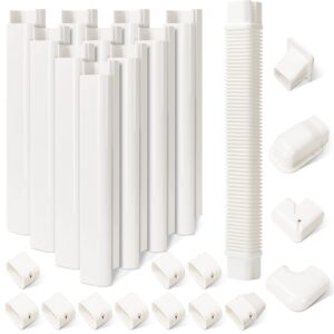 3" w 16.1ft l line set cover kit for mini split air conditioners decorative pvc slim line cover for central ac & heat pumps systems tubing cover (3" w 16.1ft l)