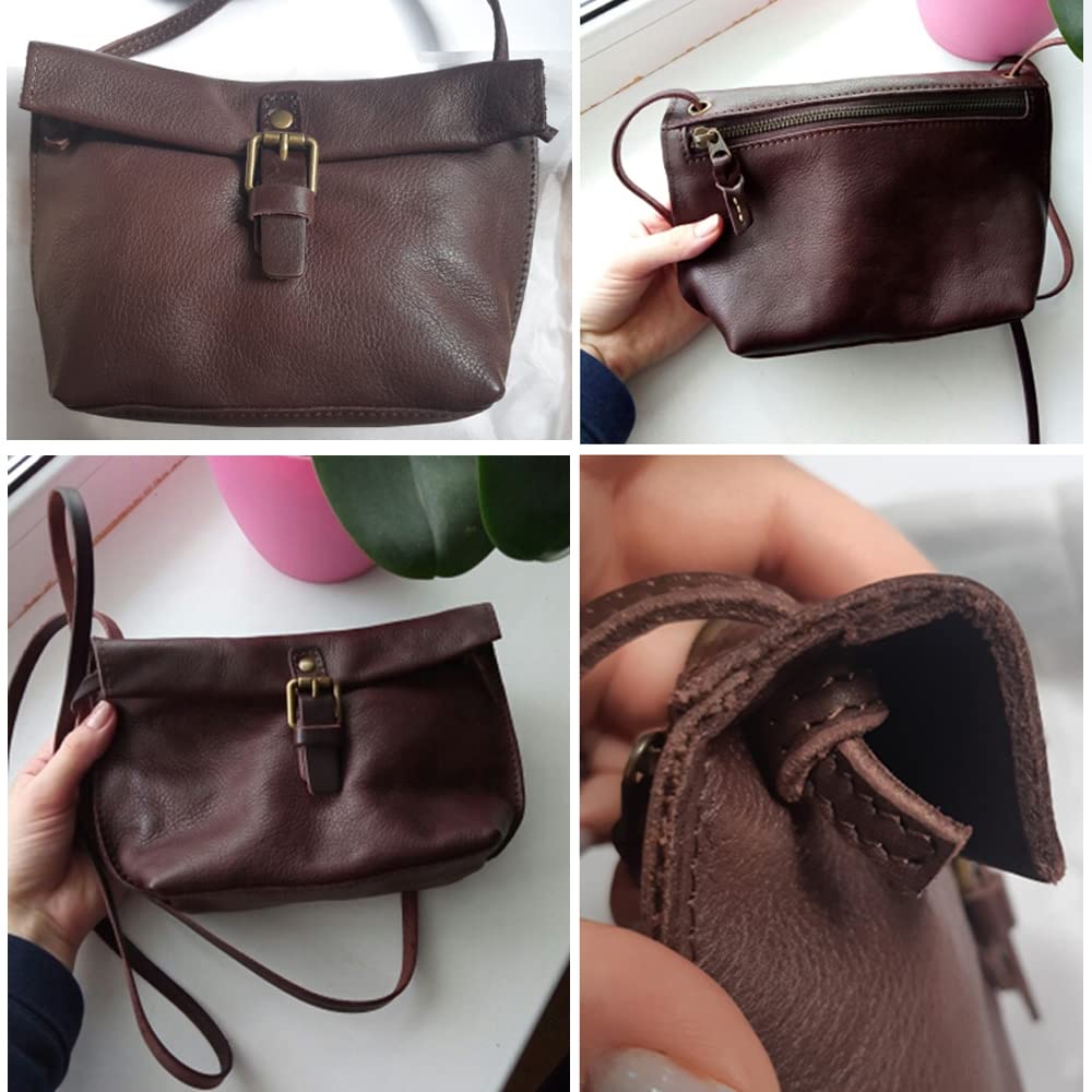 NIGEDU Genuine Leather Women Crossbody Bag Female Real Cow Leather Messenger Bags Small Handbag Retro Phone Purse (Burgundy)