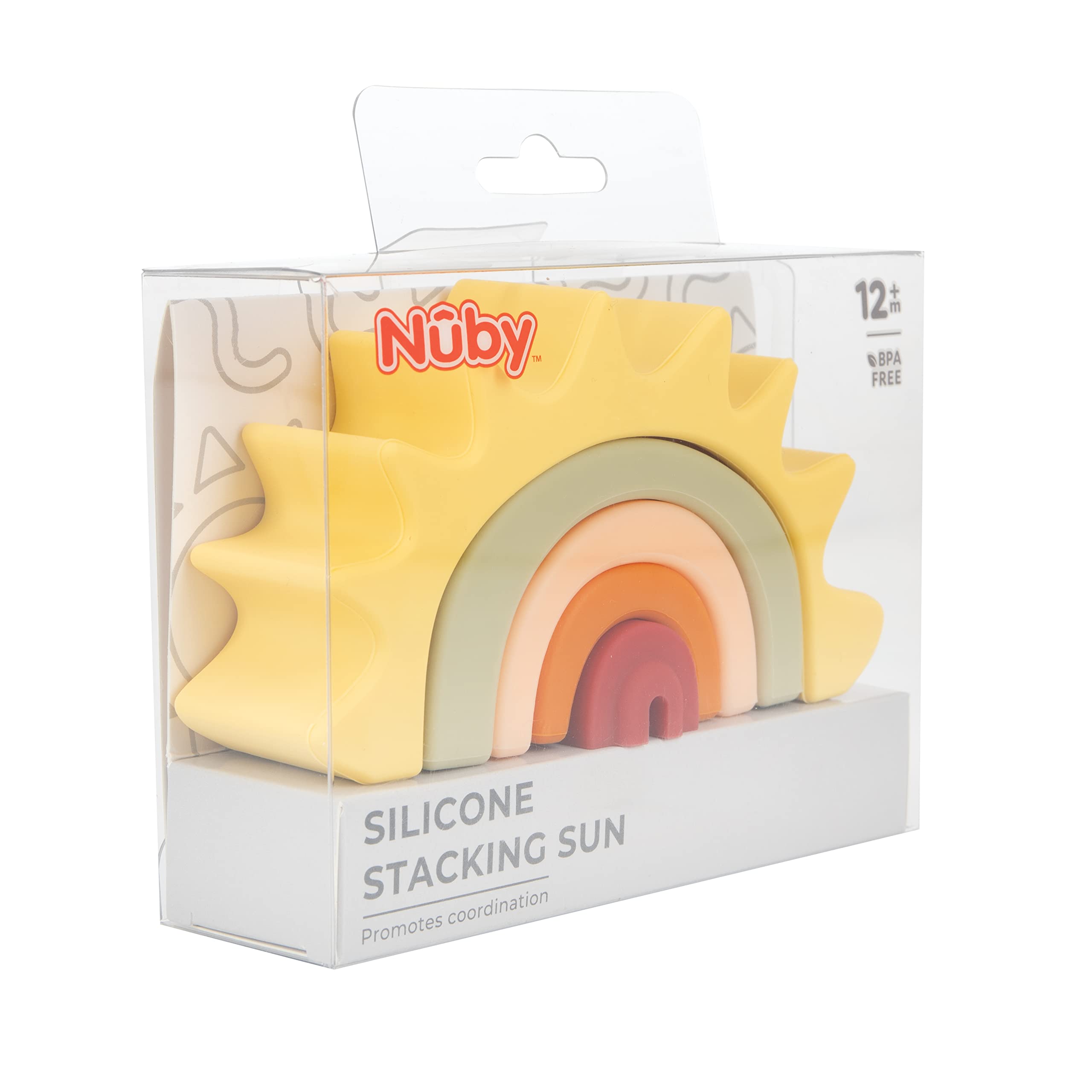 Nuby Soft Silicone Stackable Sun Interactive Toy for Early Development, Creativity, 12+ Months