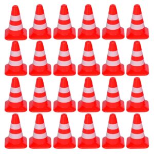 50Pcs Mini Traffic Cones Road Construction Cones Kids Plastic Traffic Signs Toy Sand Table Ornaments Children Educational Learning Toy