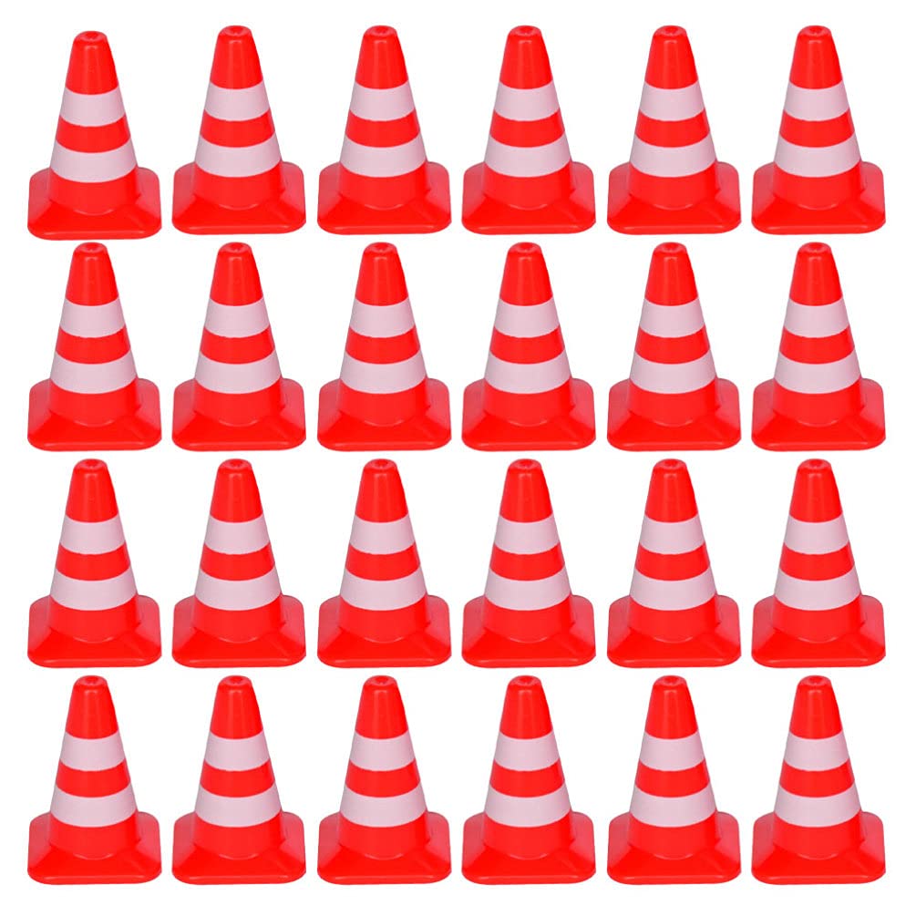 50Pcs Mini Traffic Cones Road Construction Cones Kids Plastic Traffic Signs Toy Sand Table Ornaments Children Educational Learning Toy