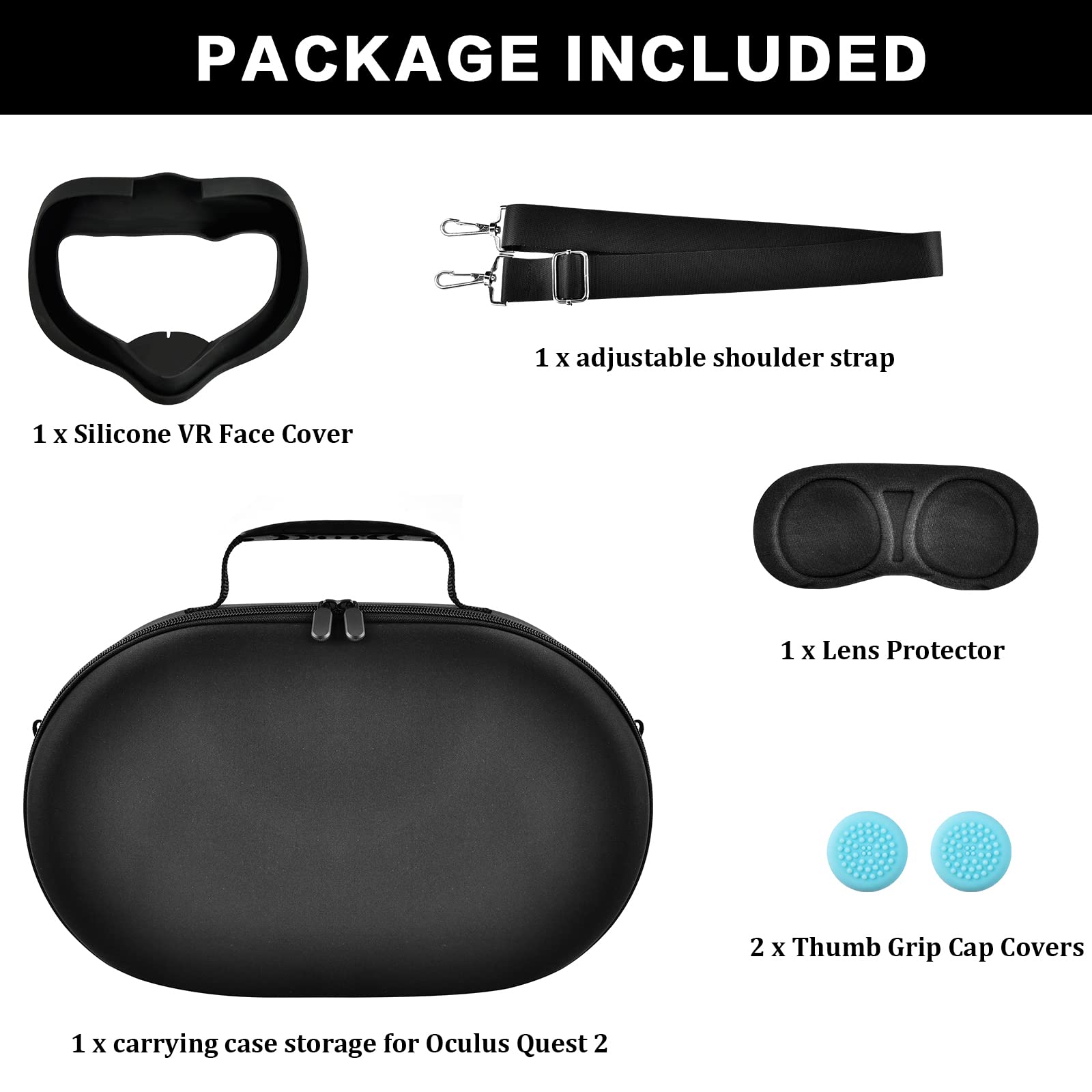 Carrying Case Compatible with Oculus Quest 3/ Quest 2 Advanced All-in-One Virtual Reality Headset. Travel Storage Box for Touch Controllers. Organizer Bag with Silicone Face Cover, Lens Protector