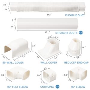 3" W 16.1Ft L Line Set Cover Kit for Mini Split Air Conditioners Decorative PVC Slim Line Cover for Central AC & Heat Pumps Systems Tubing Cover (3" W 16.1Ft L)