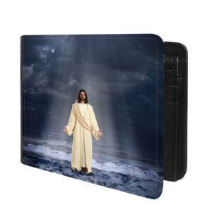 unique desige pattern - jesus christ, slim front pocket wallet billfold rfid blocking