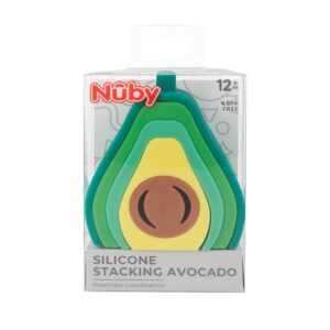 Nuby Soft Silicone Stackable Avocado Interactive Toy for Early Development, Creativity, 12+ Months