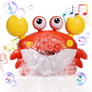 Deejoy Crab Bubble Bath Maker for The Bathtub,Blows Bubbles and Plays 12 Children’s Songs,Sing-Along Bath Bubble Machine Baby, Toddler Kids Toys Makes Great Gifts for 3 Years Girl Boy (Red)