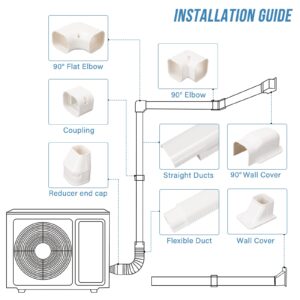 3" W 16.1Ft L Line Set Cover Kit for Mini Split Air Conditioners Decorative PVC Slim Line Cover for Central AC & Heat Pumps Systems Tubing Cover (3" W 16.1Ft L)