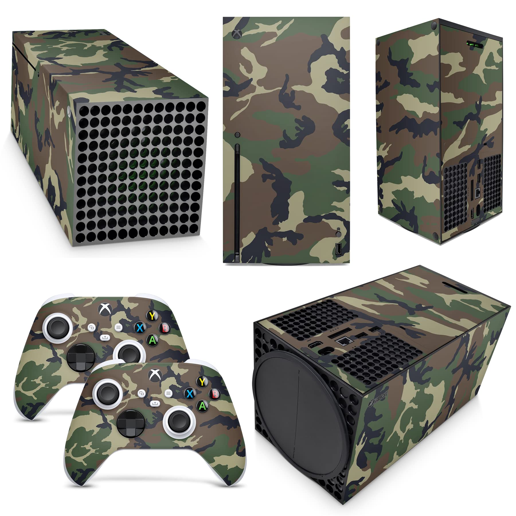 GNG Camouflage Skins Compatible with Xbox Series X Console Decal Vinal Sticker + 2 Controller Set