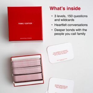 WE'RE NOT REALLY STRANGERS Family Edition Card Game - 150 Conversation Cards for Adults, Teens, Couples, & Strangers - Fun Family Party Card Game for Game Night or Date Night, Ages 15+, 2-6 Players