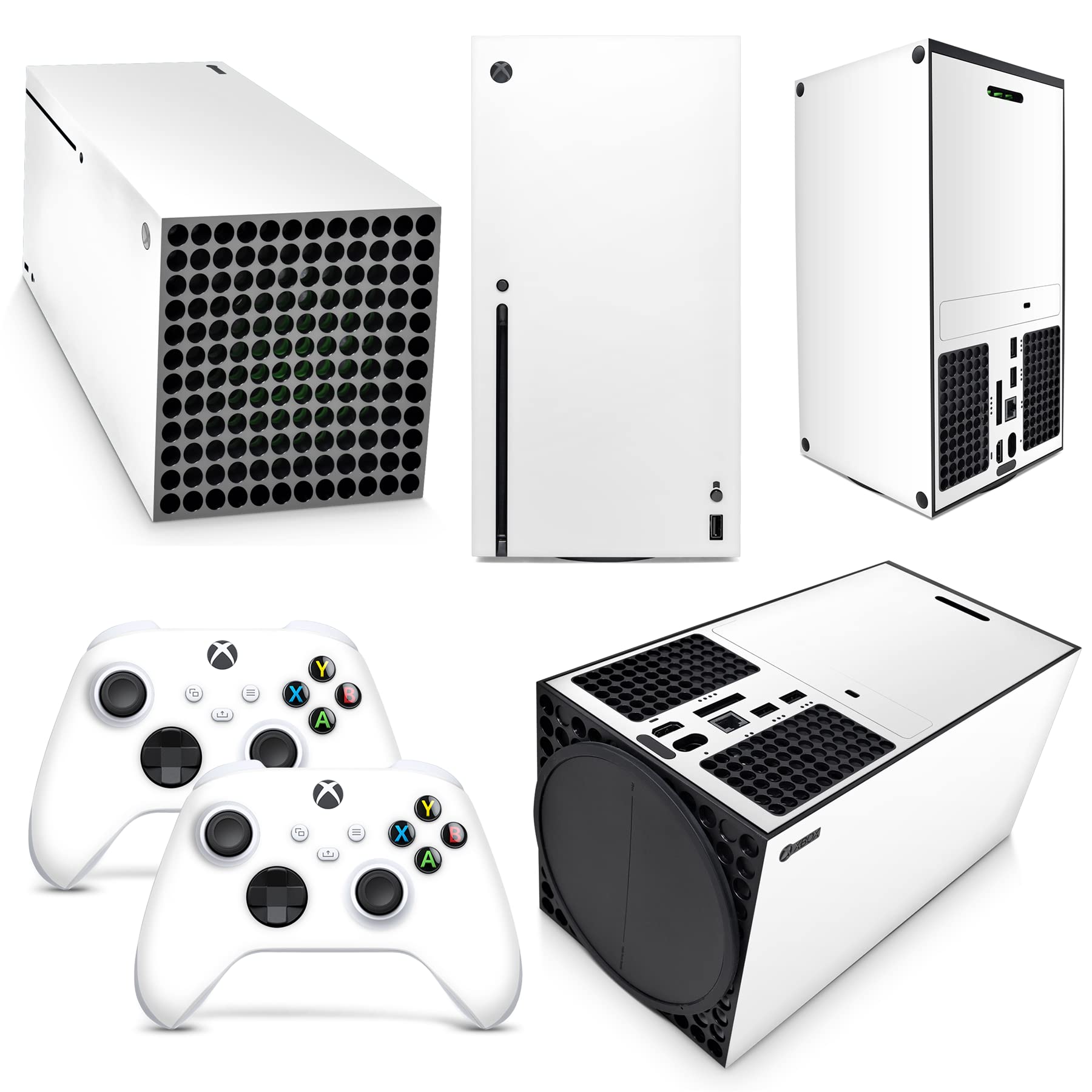 GNG White Skins Compatible with Xbox Series X Console Decal Vinal Sticker + 2 Controller Set