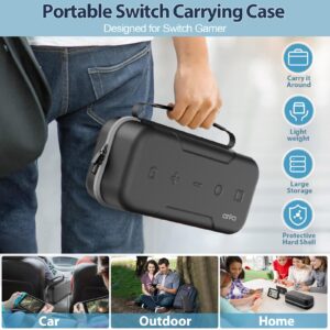 Switch OLED Carrying Case Compatible with Nintendo Switch/OLED Model, Portable Switch Travel Carry Case Fit for Joy-Con and Adapter, Hard Shell Protective Switch Pouch Case with 20 Games, Grey