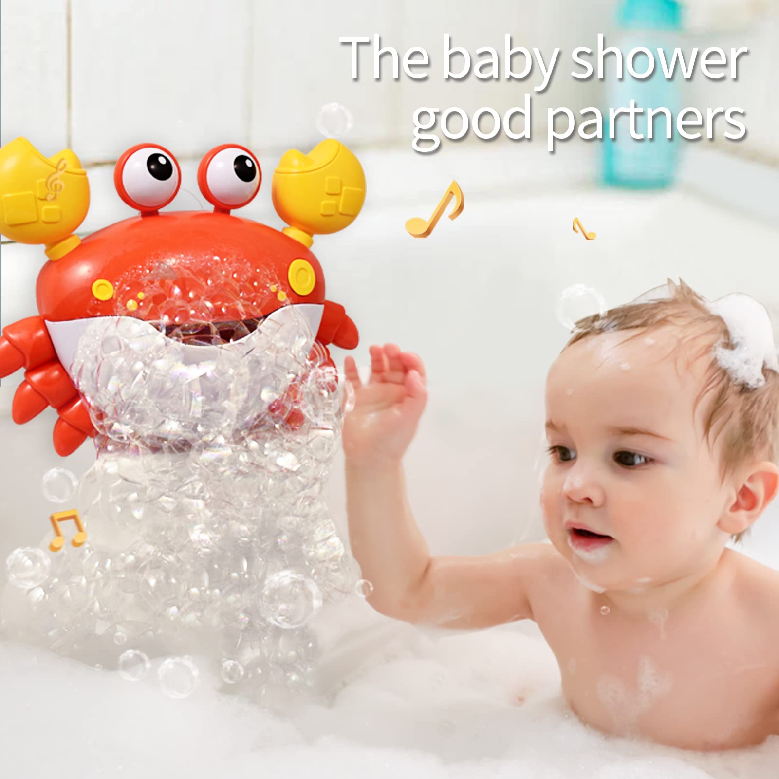 Deejoy Crab Bubble Bath Maker for The Bathtub,Blows Bubbles and Plays 12 Children’s Songs,Sing-Along Bath Bubble Machine Baby, Toddler Kids Toys Makes Great Gifts for 3 Years Girl Boy (Red)