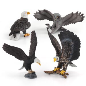 WONWONTOYS Forest Wildlife Bird Toy Set Eagle Owl Bald Eagle Table Decorations Christmas Scene Decoration Cake Decoration Children's Cognitive Toys for Boys Girls