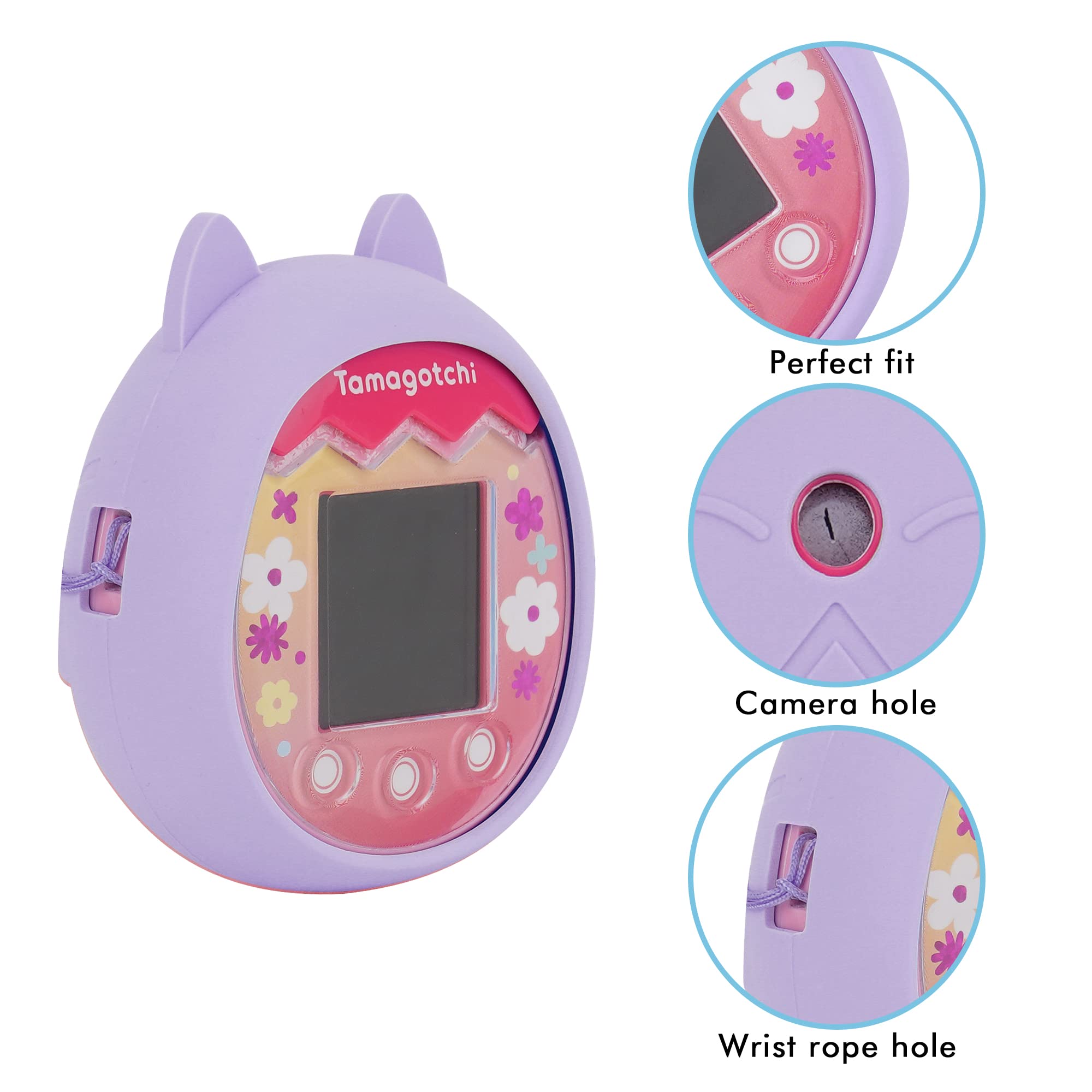 RHCOM Virtual Pet Game Machine Silicone Case Compatible with Tamagotchi Pix with Hand Strap. (Purple)