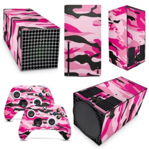 GNG Pink Camo Skins Compatible with Xbox Series X Console Decal Vinal Sticker + 2 Controller Set