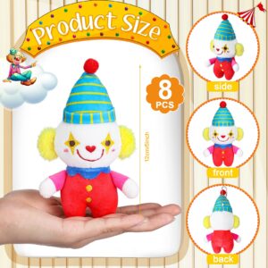 Zomiboo 8 Pack Cute Clown Plush Doll, Stuffed Circus Clown Plush Toy Doll for Halloween Carnival Birthday Holiday Party Favors Gift Decoration