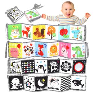 OKOOKO Black and White High Contrast Soft Baby Books 2PCS Washable Tummy Time Toy Crib Stroller Toy Montessori Sensory Toy Early Education for Newborn Baby Infant 0-6 6-12 Months