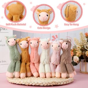 6 Pcs Mini Llama Stuffed Animals 7.87 Inches Alpaca Animal Stuffed Dolls Keychain Cute Tiny Llama Plush Stuffed Toys for Boys and Girls, Birthday Wedding Party Gift Bag Fillers Adorable Home Decor