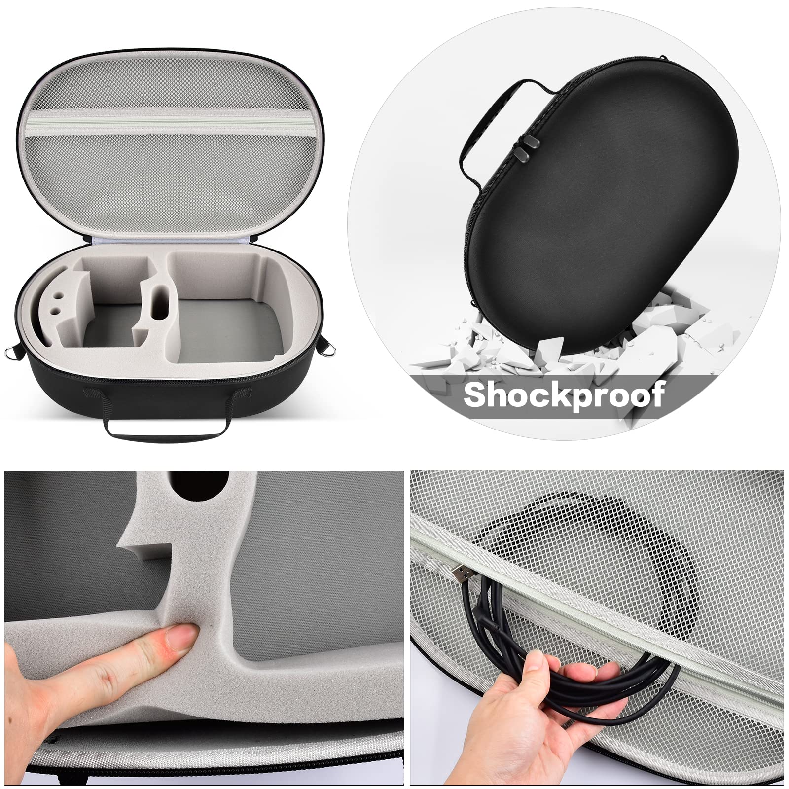 Carrying Case Compatible with Oculus Quest 3/ Quest 2 Advanced All-in-One Virtual Reality Headset. Travel Storage Box for Touch Controllers. Organizer Bag with Silicone Face Cover, Lens Protector