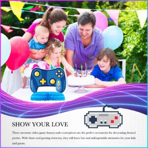 9 Pcs Video Game Honeycomb Centerpieces Video Game Birthday Table Decorations For Boys Blue Game Table Toppers 3D Gaming Party Decorations for Kids Boys Game Themed Birthday Baby Shower