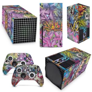 gng graffiti skins compatible with xbox series x console decal vinal sticker + 2 controller set