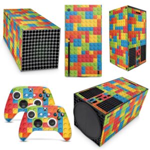 GNG Building Block Skins Compatible with Xbox Series X Console Decal Vinal Sticker + 2 Controller Set