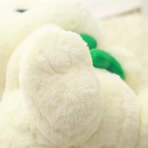 HOUPU Soft Toy - Sitting Lop Eared Rabbit, Easter White Rabbit Stuffed Bunny Animal with Carrot Soft Lovely Realistic Long-Eared Standing Pink Plush Toys (White-Four Leaf,8.6in/22cm)