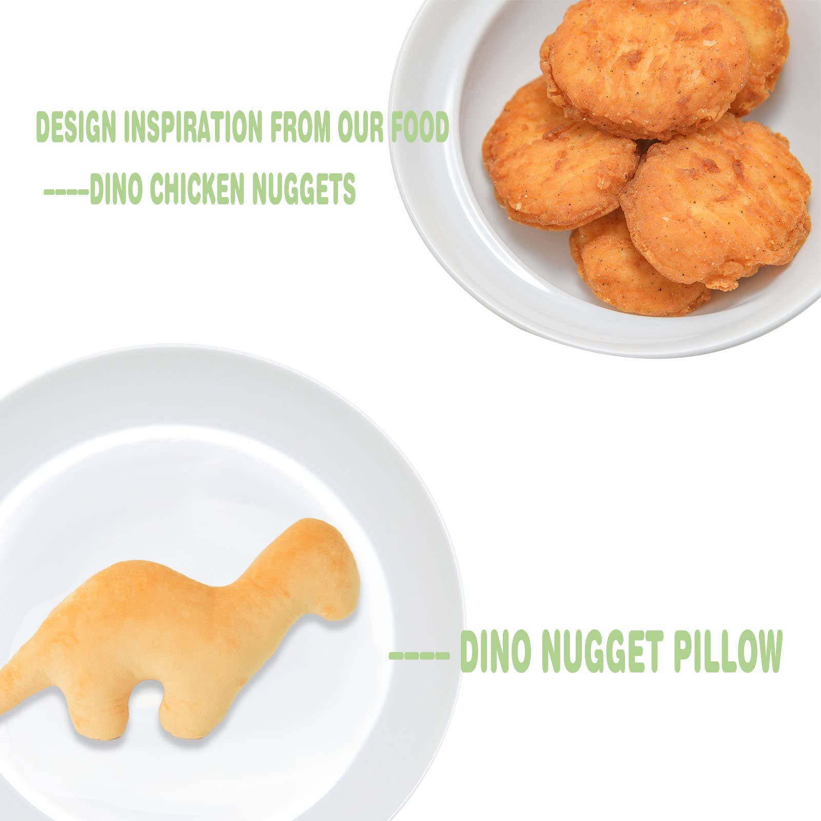 Marble Empire Dino Nugget Plush,24inch Dino Chicken Nugget Pillow,Dinosaur Nugget Stuffed Animal Plush Toy Halloween Christmas Birthday Gifts for Kids Adults (Brachiosaurus)