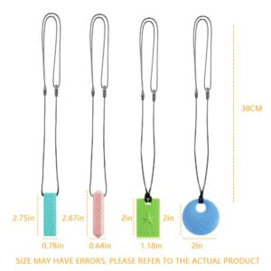 Sensory Chew Necklaces for Kids - 4 Pack Silicone Chewy Necklaces for ADHD, Autism, Biting and Oral Motor Needs