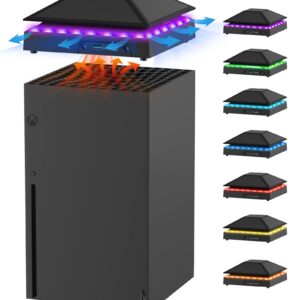 Wiilkac Cooling Fan for Xbox Series X with RGB Light Strip, 3 Levels Adjustable Speed Cooler Fan System 1800/2000/2200 RPM, Low Noise Top Fan with Extra 2 USB Port & Touch Switch