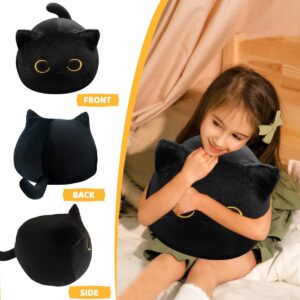 CHNBF 3D Black Cat Plush Toy, 17.7" Black Cat Pillow, Animal Soft Plush Pillow Baby Plush Toy Cat Shape Design Cute Cat Waist Cushion, As Birthday, Halloween, Christmas Decoration