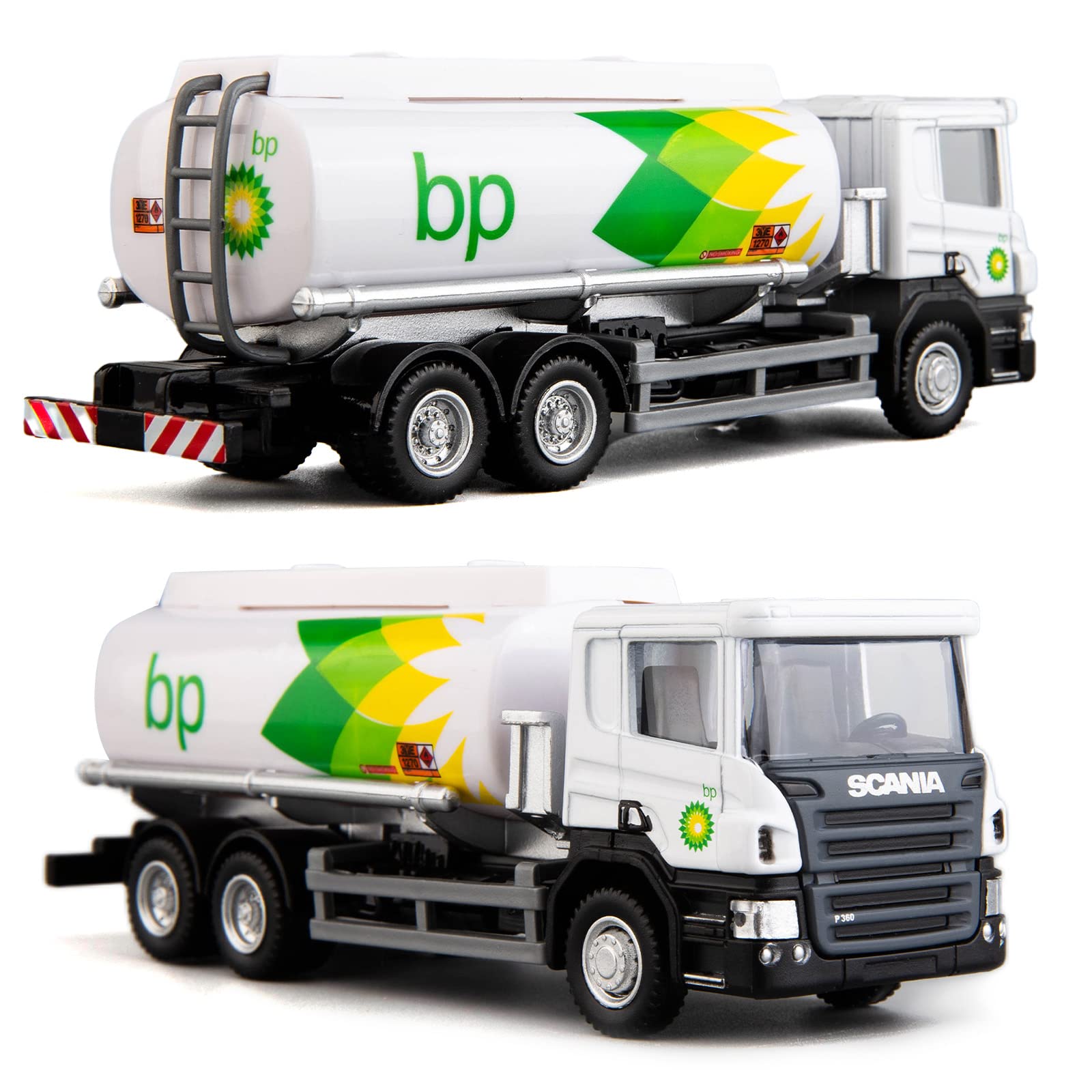 BDTCTK Compatible for Scania Tanker BP Fuel Tank Car Model Truck Toy Cars, Zinc Alloy Die-Cast Pull Back Vehicles Kid Toys for Boy Girl Gift