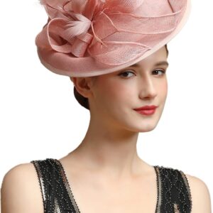 Comott Tea Party Fascinator Derby Hat Sinamay Church Hat for Women Cocktail Party Headband