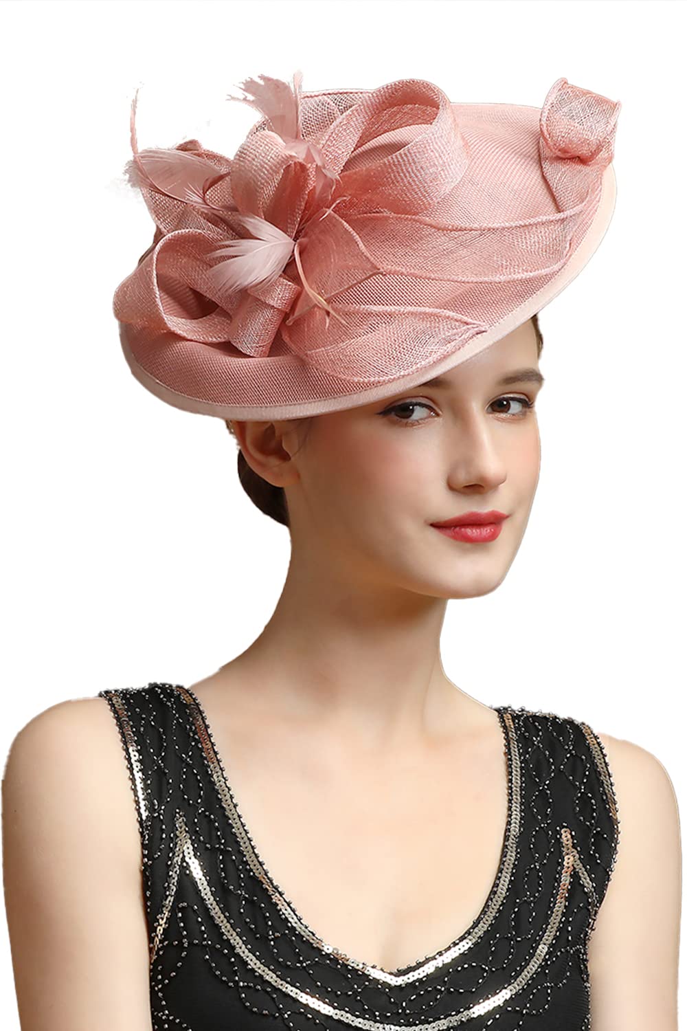 Comott Tea Party Fascinator Derby Hat Sinamay Church Hat for Women Cocktail Party Headband