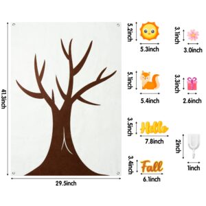 WATINC 149Pcs Seasonal Tree Felt Board Story Set Changeable Seasonal Tree Autumn Time Board Sun Maple Leaves Squirrel Hedgehog Hello Fall Ornaments Preschool Large Wall Storyboard for Home Classroom