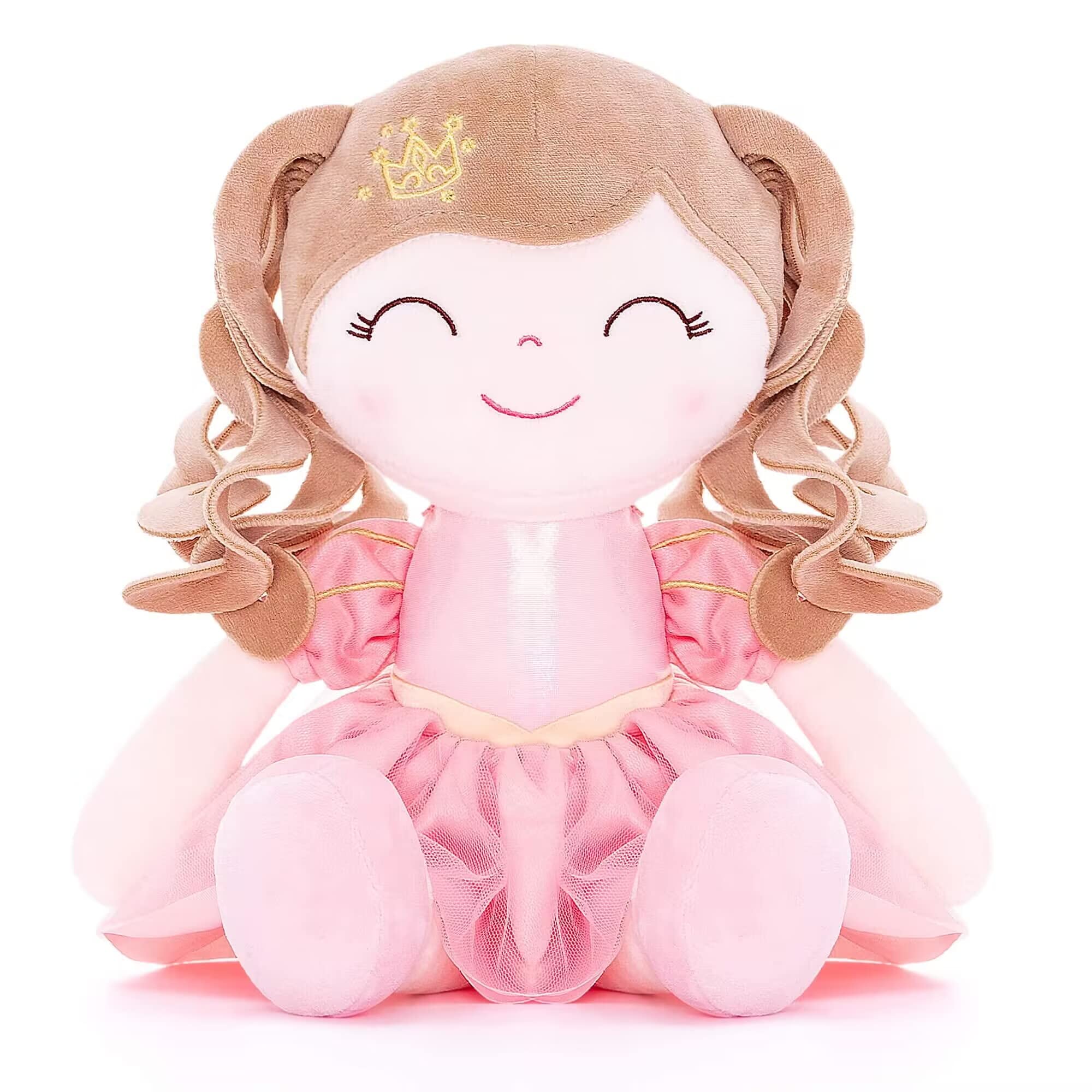 Gloveleya Dolls Baby Girl Gifts Soft Plush Doll Pink Crown Princess 14"